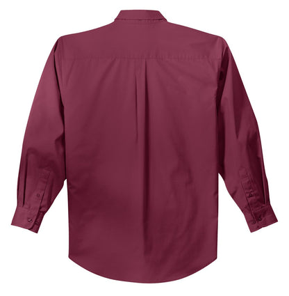 Port Authority Tall Long Sleeve Easy Care Shirt.  TLS608 Burgundy/ Light Stone Tall