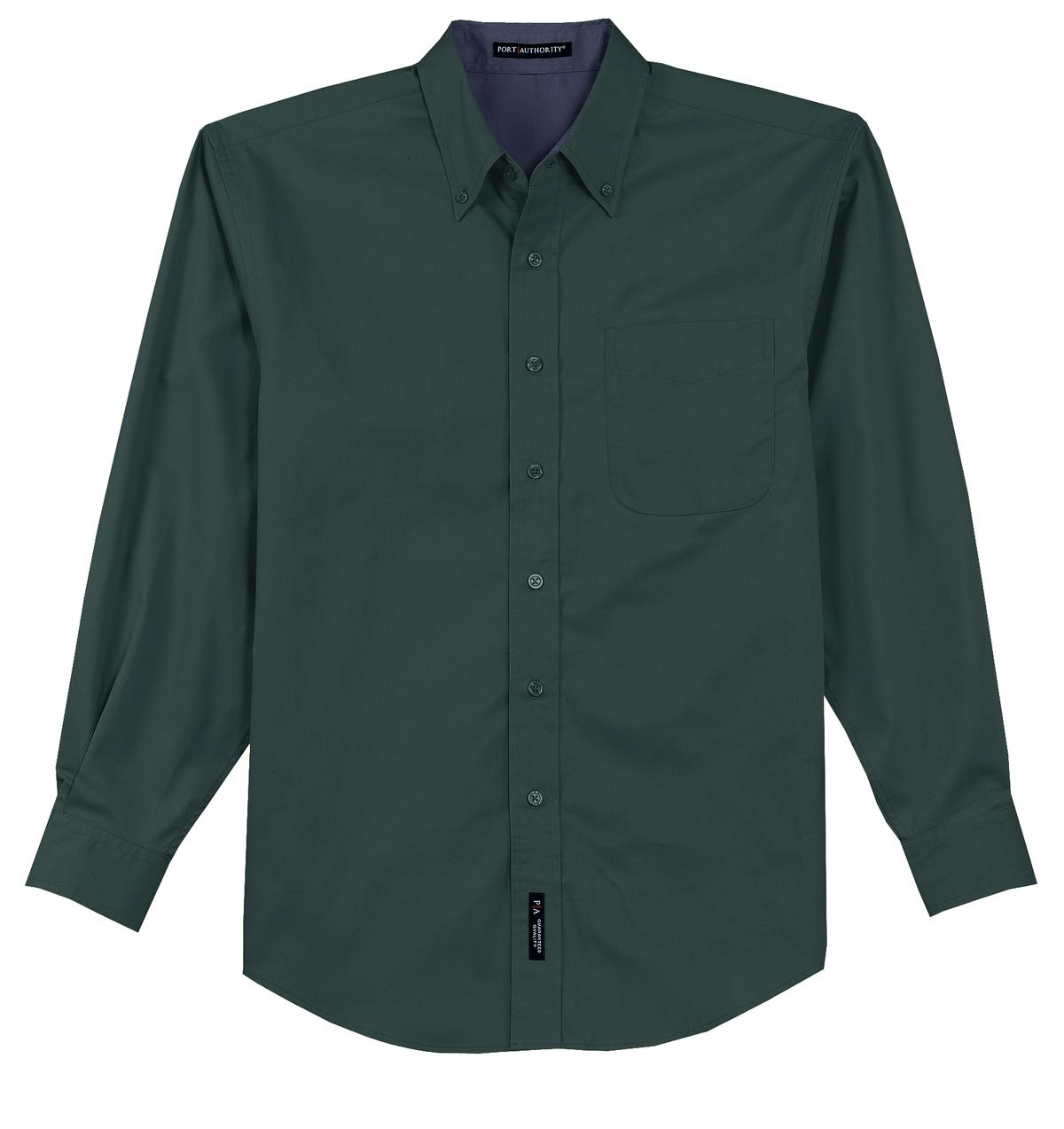Port Authority Long Sleeve Easy Care Shirt S608 Dark Green/ Navy