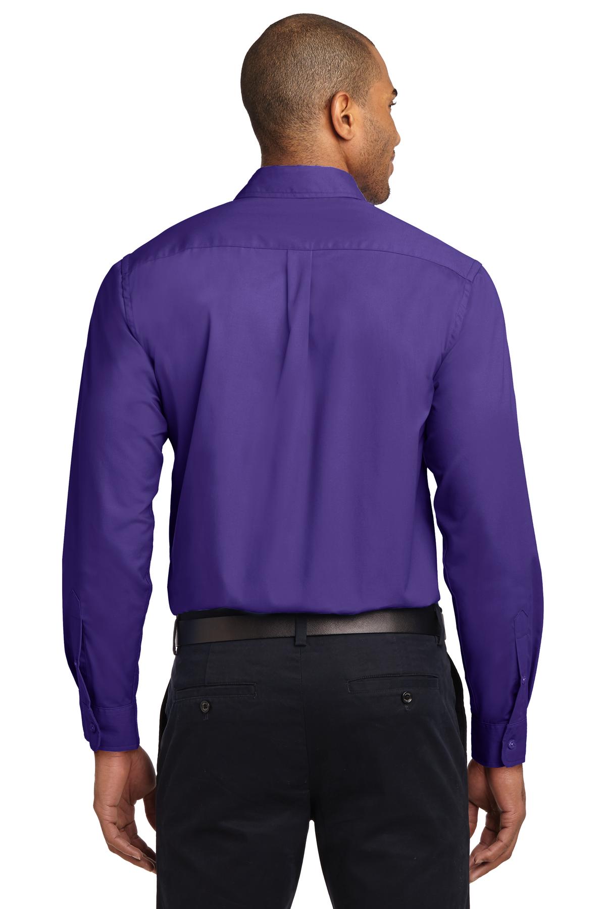 Port Authority Long Sleeve Easy Care Shirt S608 Purple/ Light Stone