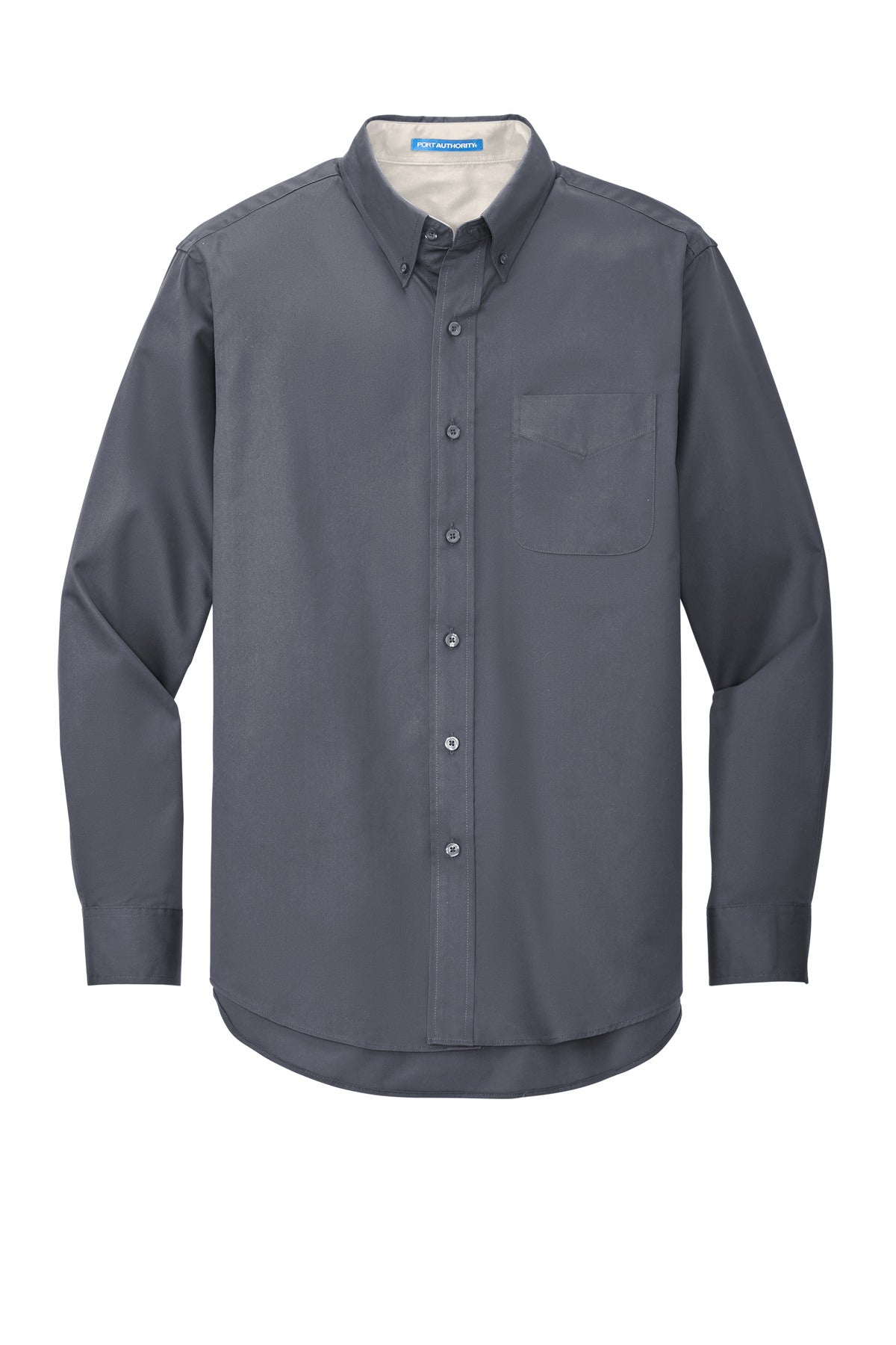 Port Authority Long Sleeve Easy Care Shirt S608 Steel Grey/ Light Stone
