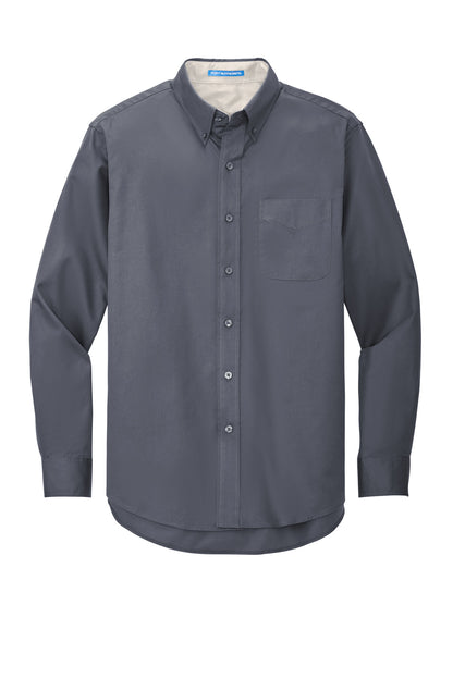 Port Authority Long Sleeve Easy Care Shirt S608 Steel Grey/ Light Stone