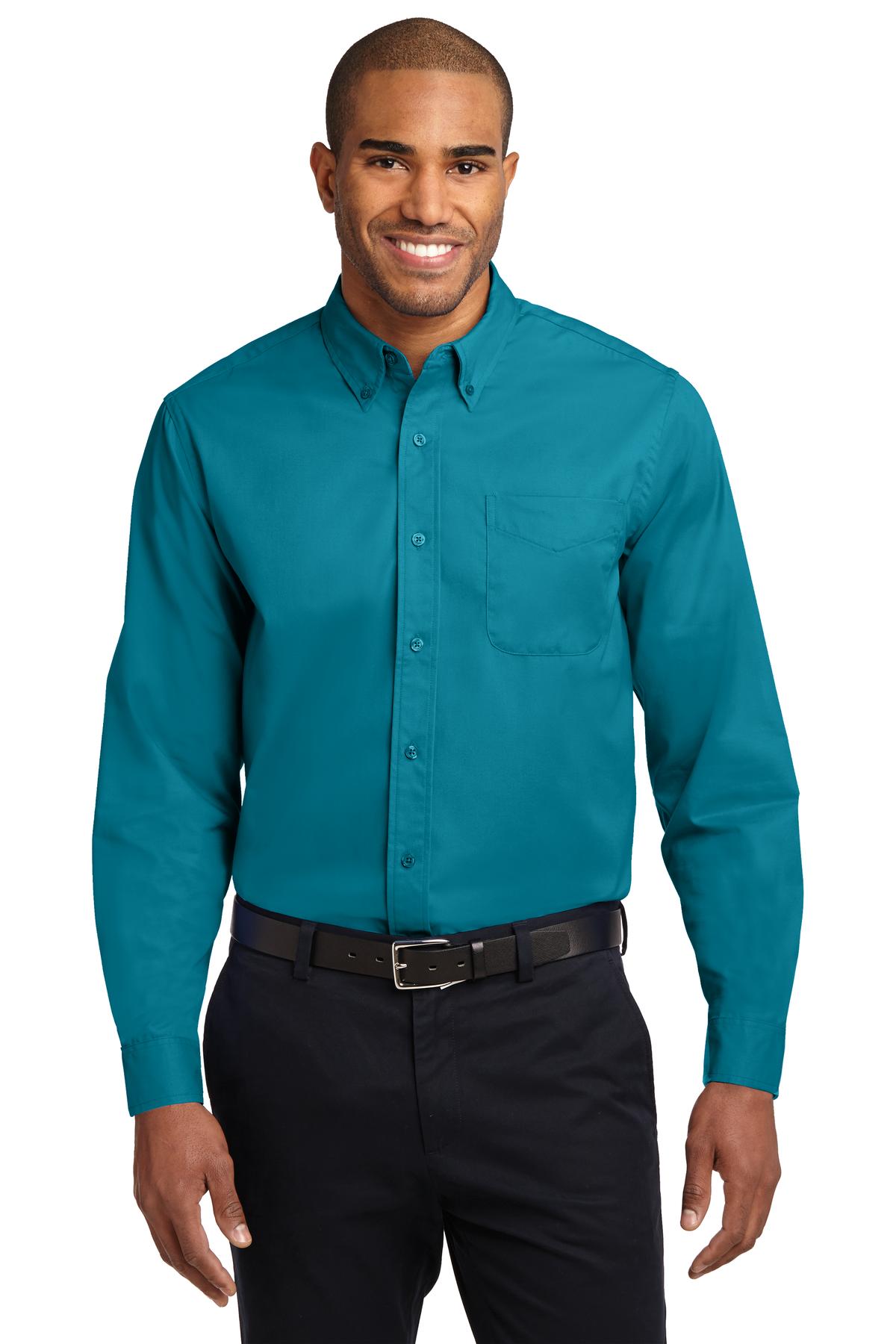 Port Authority Long Sleeve Easy Care Shirt S608 Teal Green
