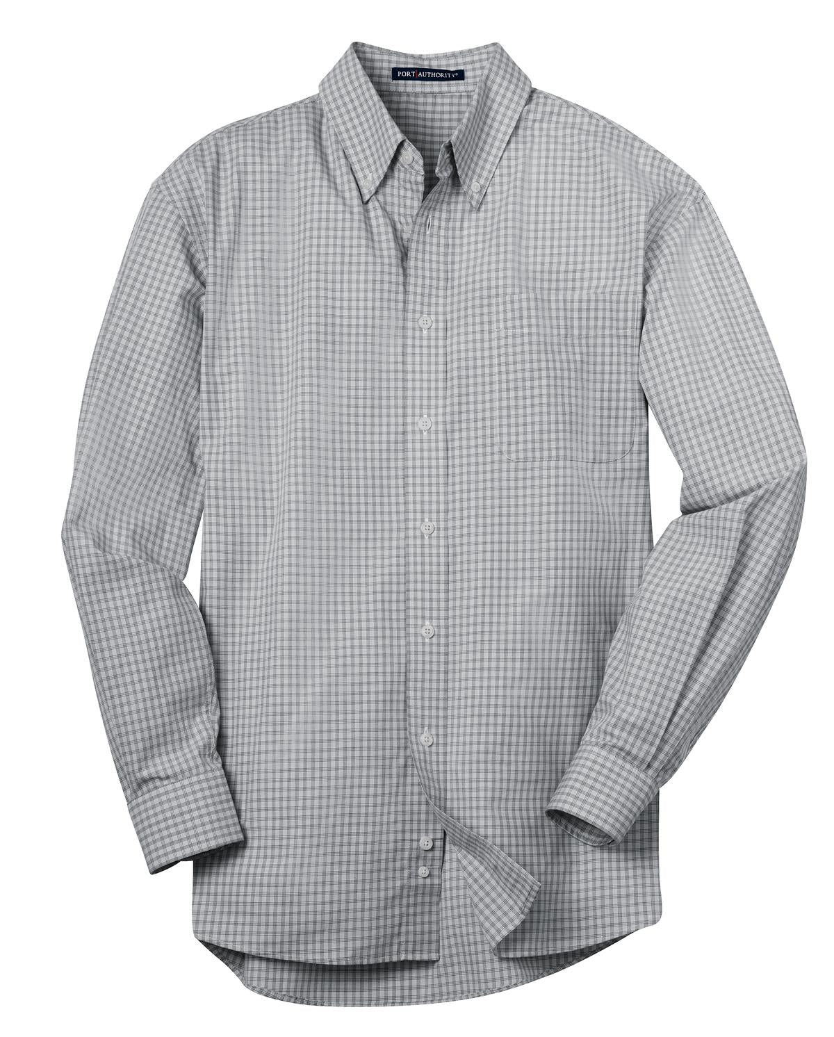 Port Authority Plaid Pattern Easy Care Shirt. S639 Charcoal