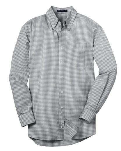 Port Authority Plaid Pattern Easy Care Shirt. S639 Charcoal