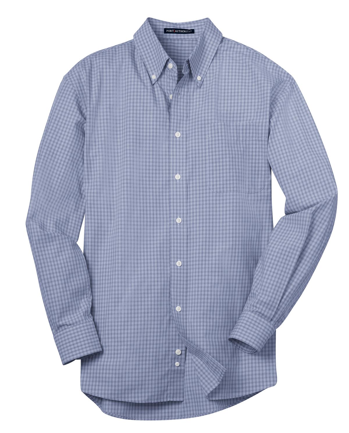 Port Authority Plaid Pattern Easy Care Shirt. S639 Navy