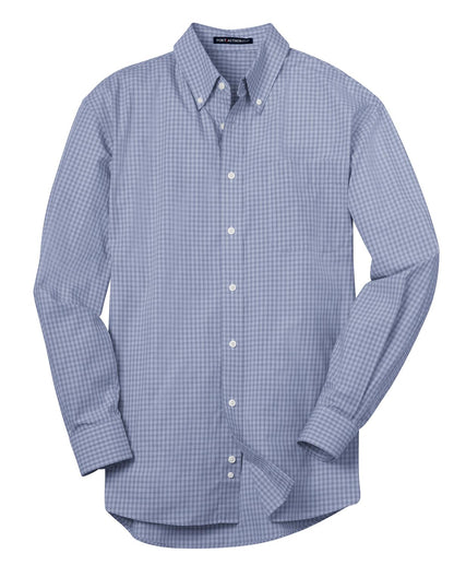 Port Authority Plaid Pattern Easy Care Shirt. S639 Navy