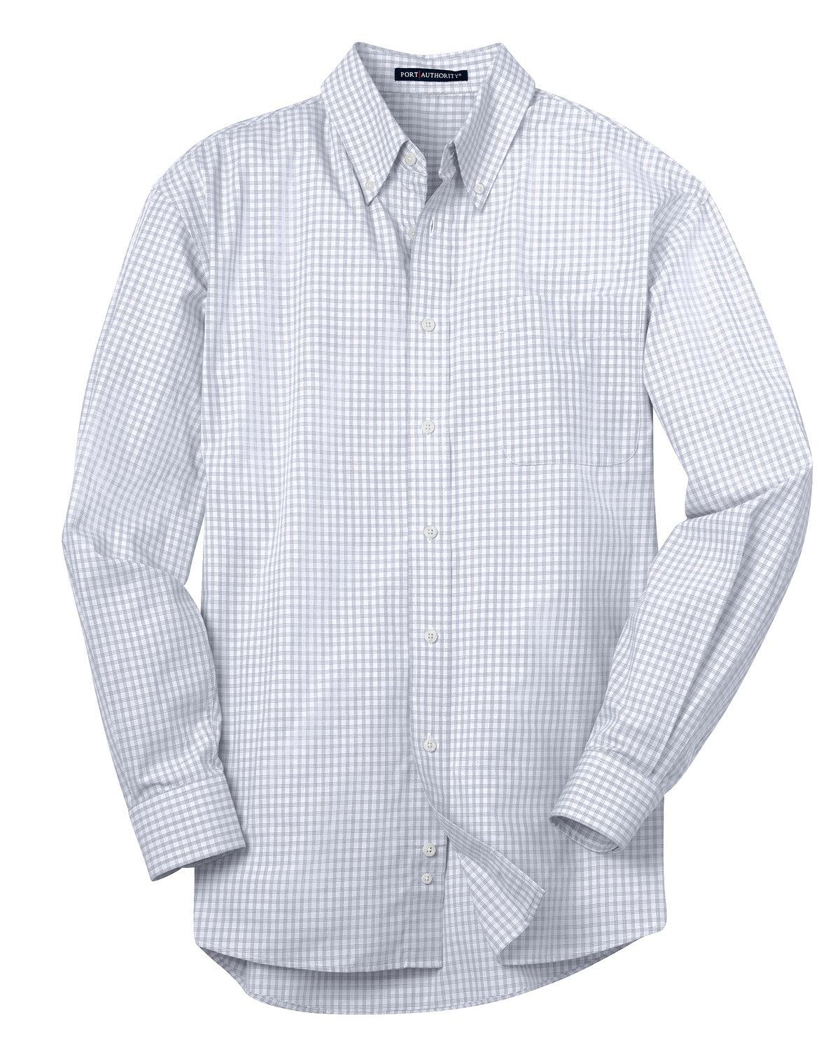 Port Authority Plaid Pattern Easy Care Shirt. S639 White