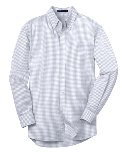 Port Authority Plaid Pattern Easy Care Shirt. S639 White