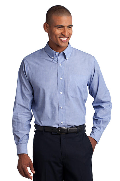 Port Authority Crosshatch Easy Care Shirt. S640 Chambray Blue