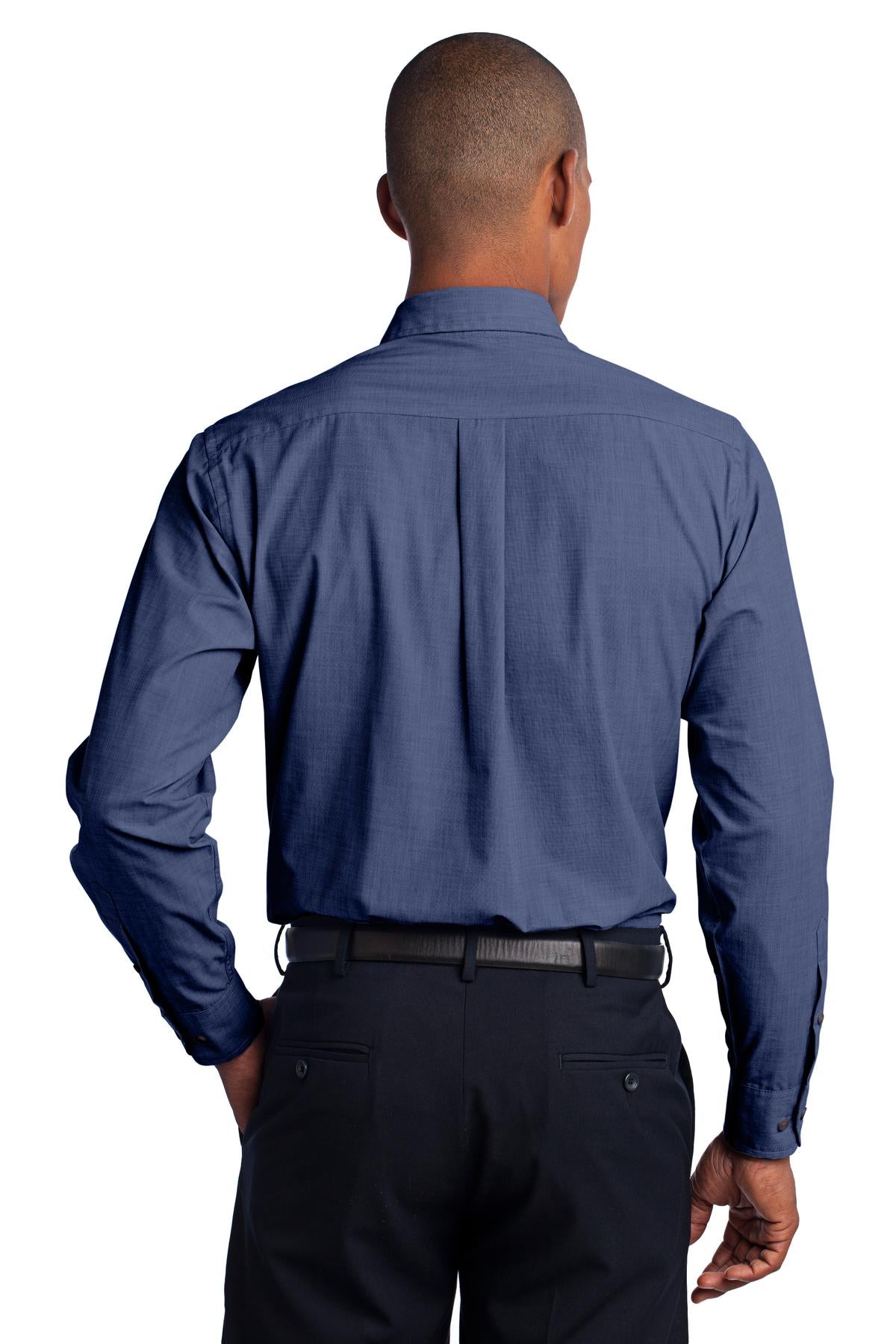 Port Authority Crosshatch Easy Care Shirt. S640 Deep Blue