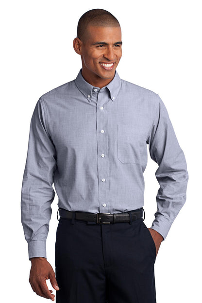 Port Authority Crosshatch Easy Care Shirt. S640 Navy Frost