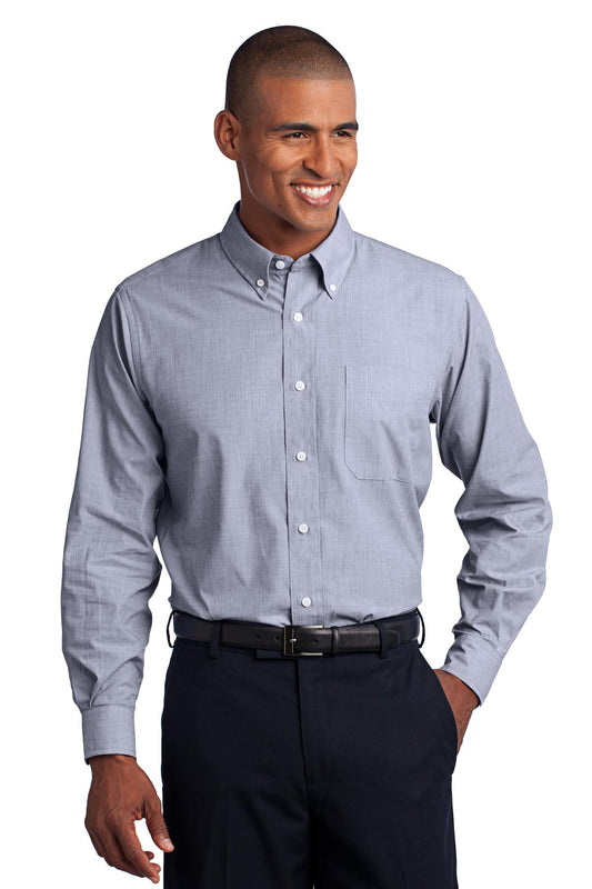 Port Authority Crosshatch Easy Care Shirt. S640 Navy Frost