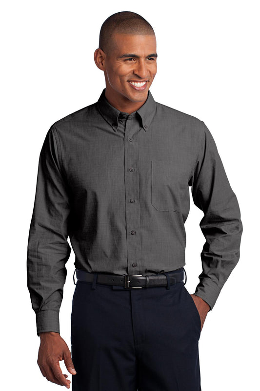 Port Authority Tall Crosshatch Easy Care Shirt. TLS640 Soft Black Tall