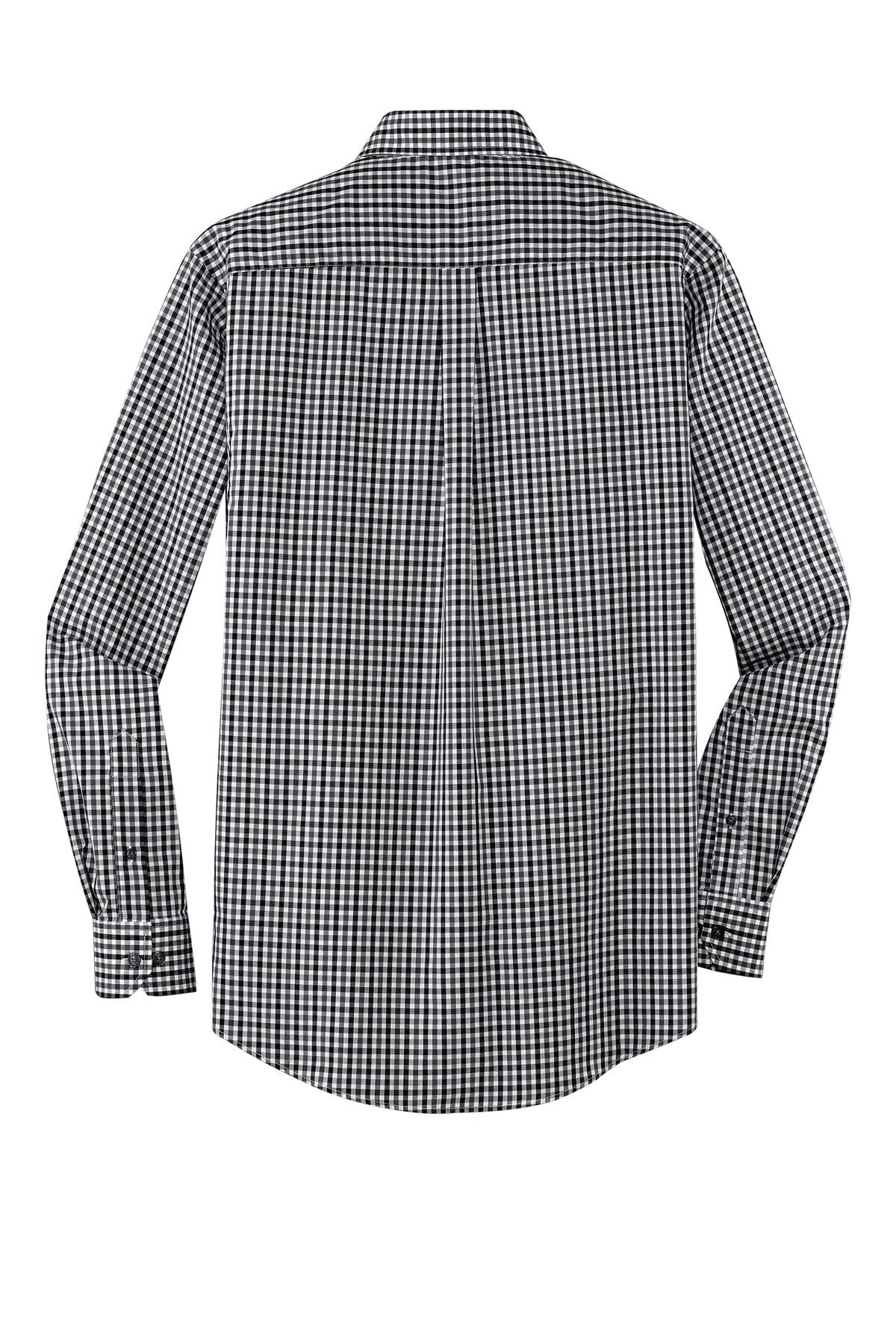 Port Authority Long Sleeve Gingham Easy Care Shirt. S654 Black/ Charcoal