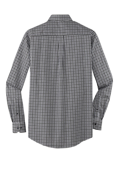 Port Authority Long Sleeve Gingham Easy Care Shirt. S654 Black/ Charcoal