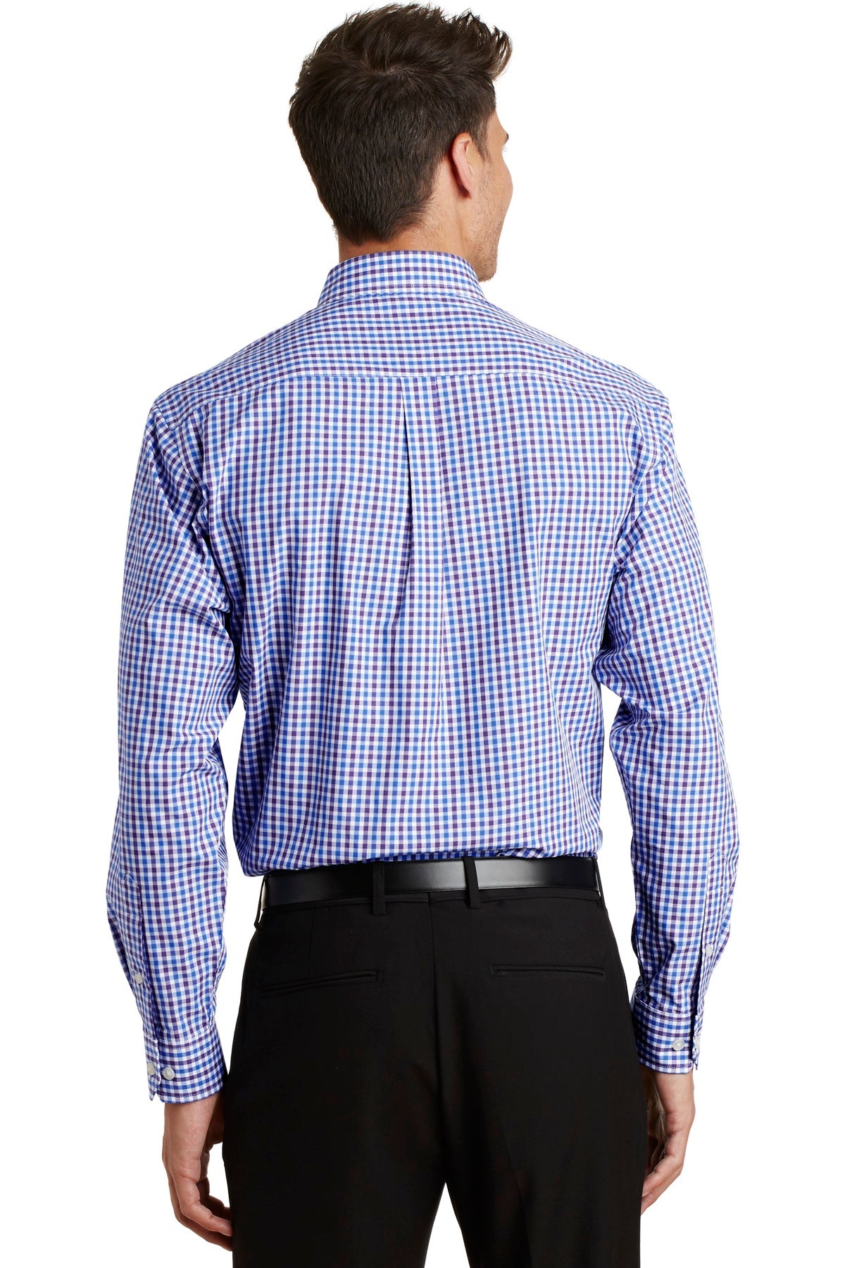 Port Authority Long Sleeve Gingham Easy Care Shirt. S654 Blue/ Purple