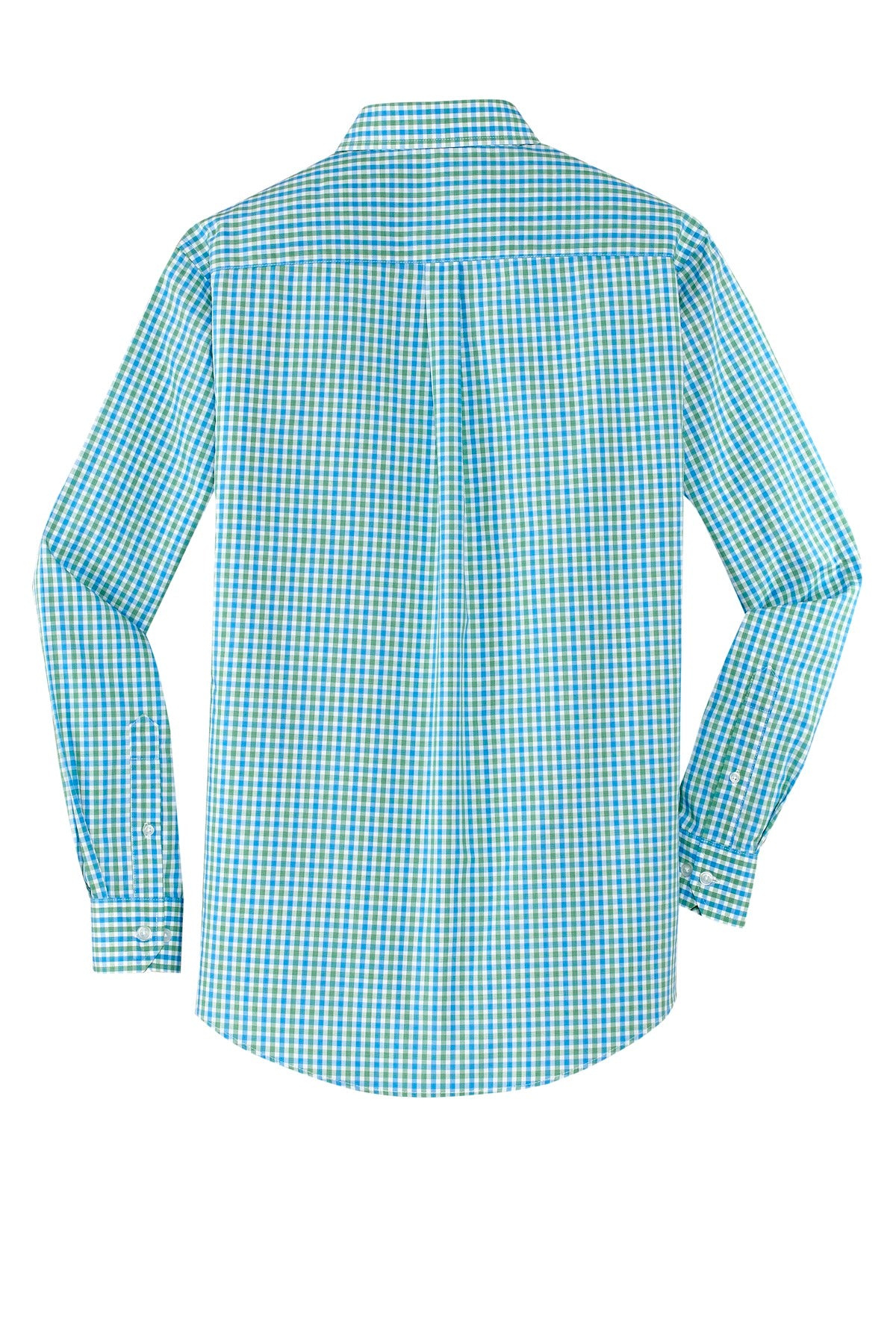 Port Authority Long Sleeve Gingham Easy Care Shirt. S654 Green/ Aqua
