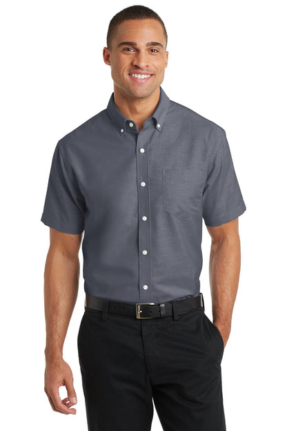Port Authority Short Sleeve SuperPro Oxford Shirt. S659 Black