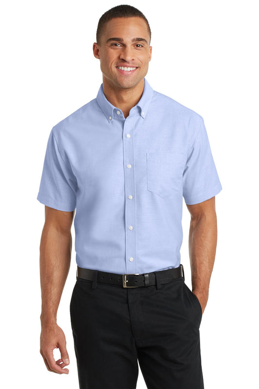 Port Authority Short Sleeve SuperPro Oxford Shirt. S659 Oxford Blue