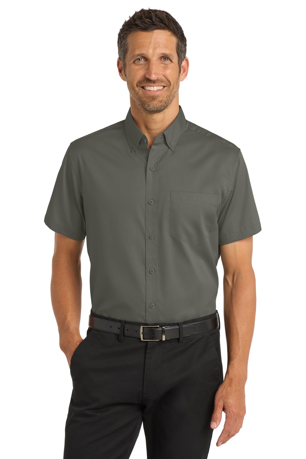 Port Authority Short Sleeve SuperPro Twill Shirt S664 Sterling Grey