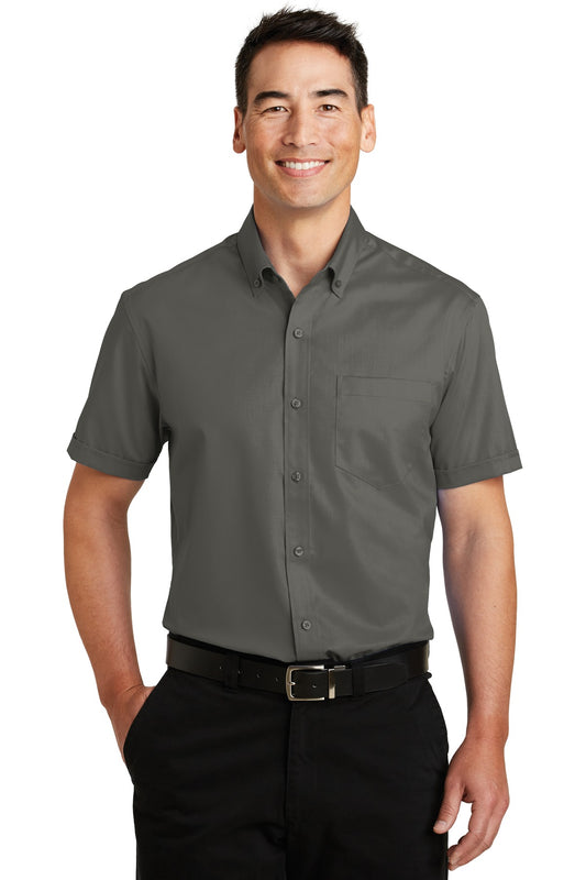 Port Authority Short Sleeve SuperPro Twill Shirt. S664 Sterling Grey