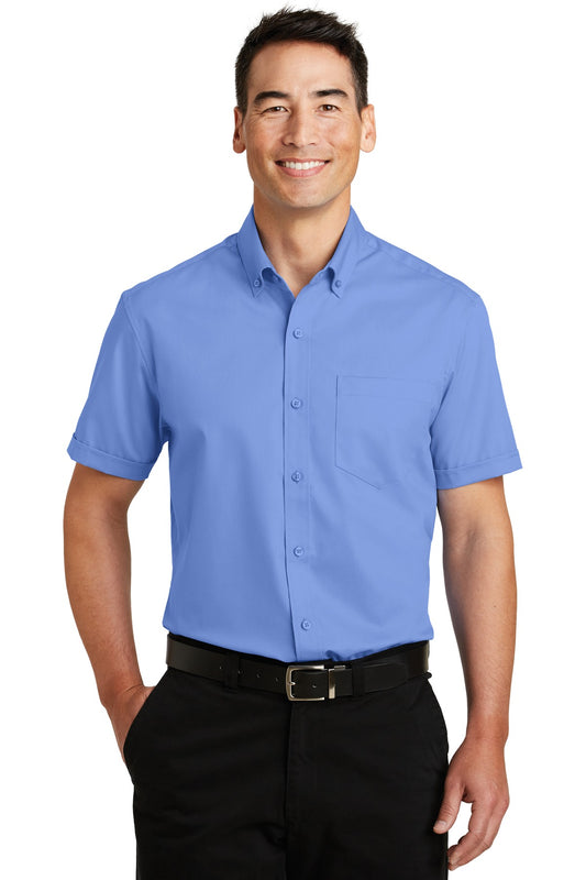 Port Authority Short Sleeve SuperPro Twill Shirt. S664 Ultramarine Blue
