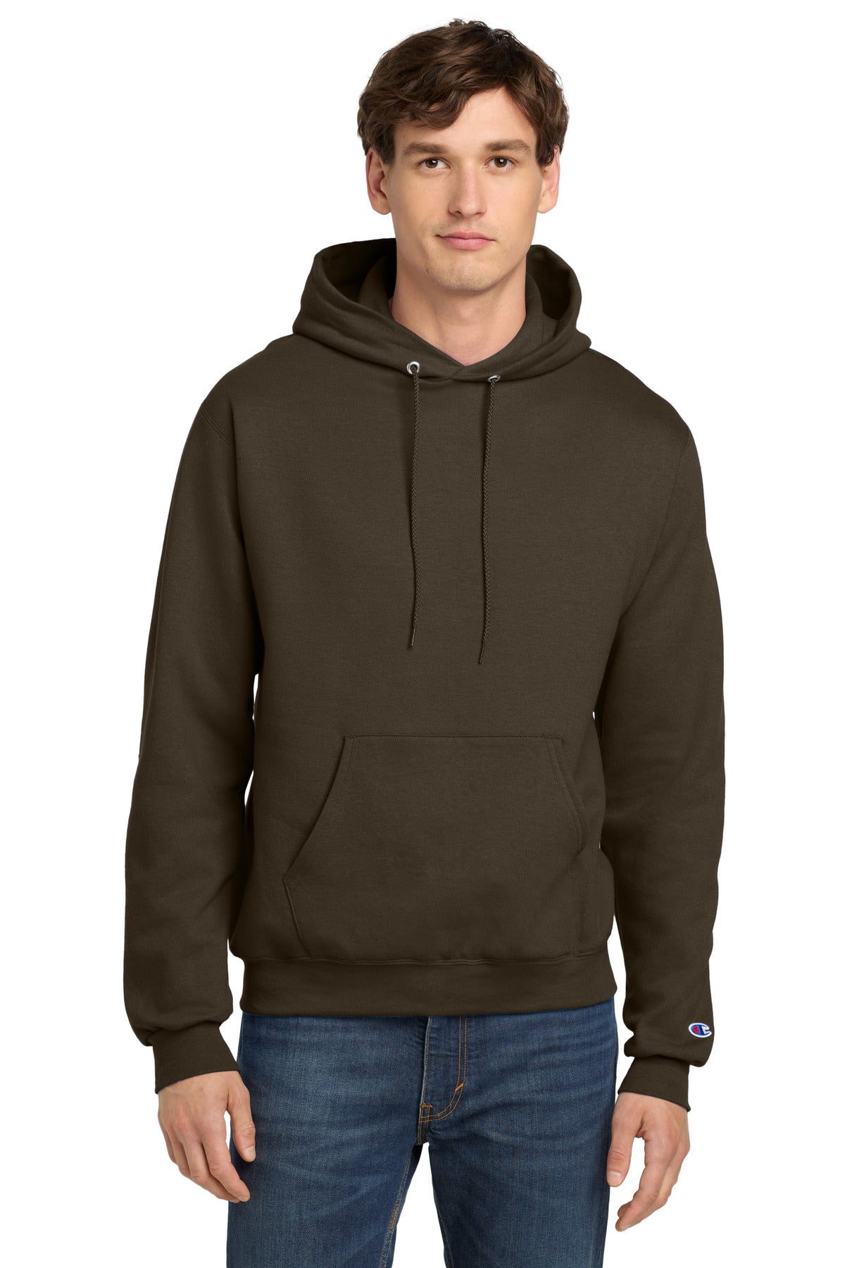 Champion Powerblend Pullover Hoodie. S700 Chocolate Brown