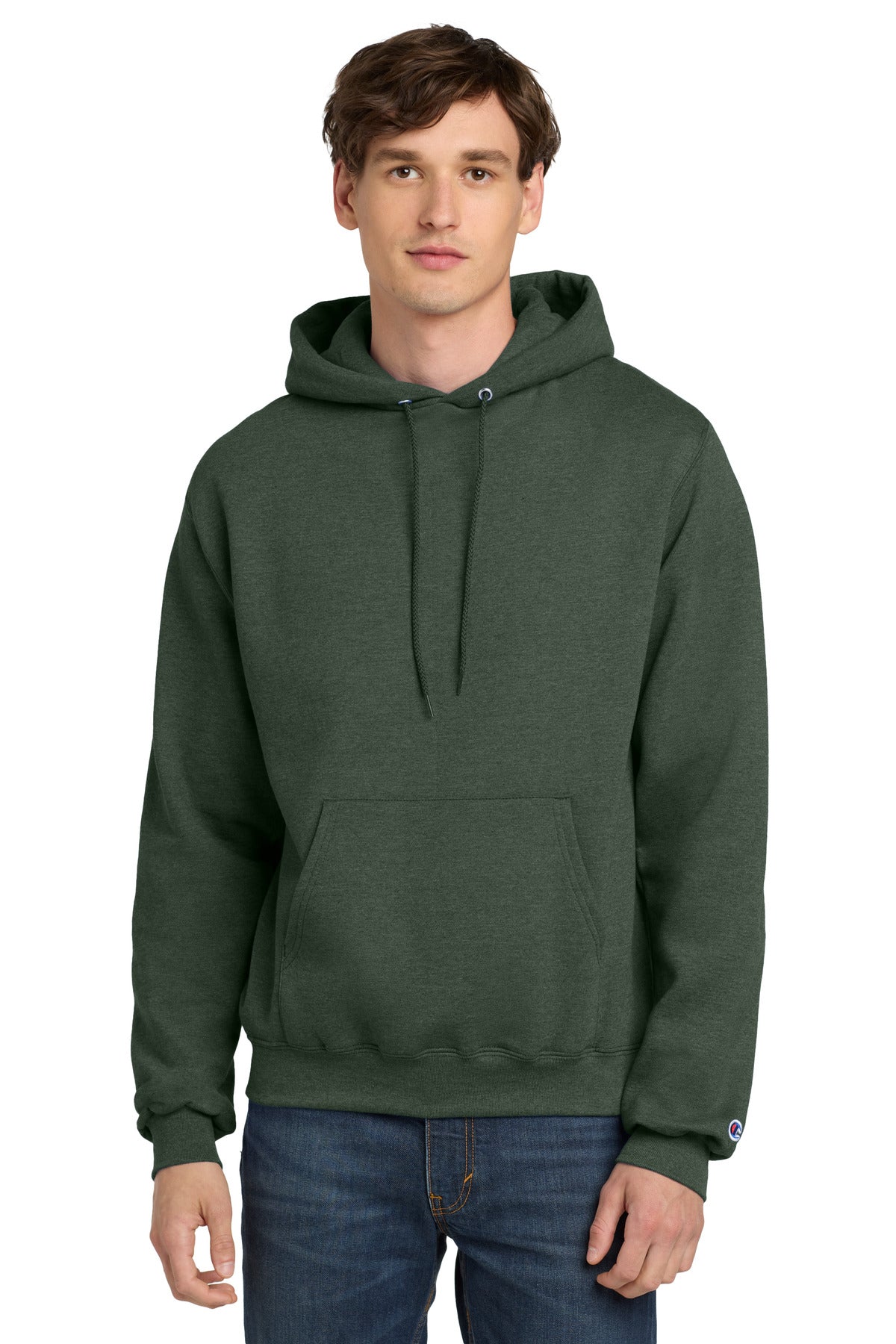Champion Powerblend Pullover Hoodie. S700 Dark Green Heather