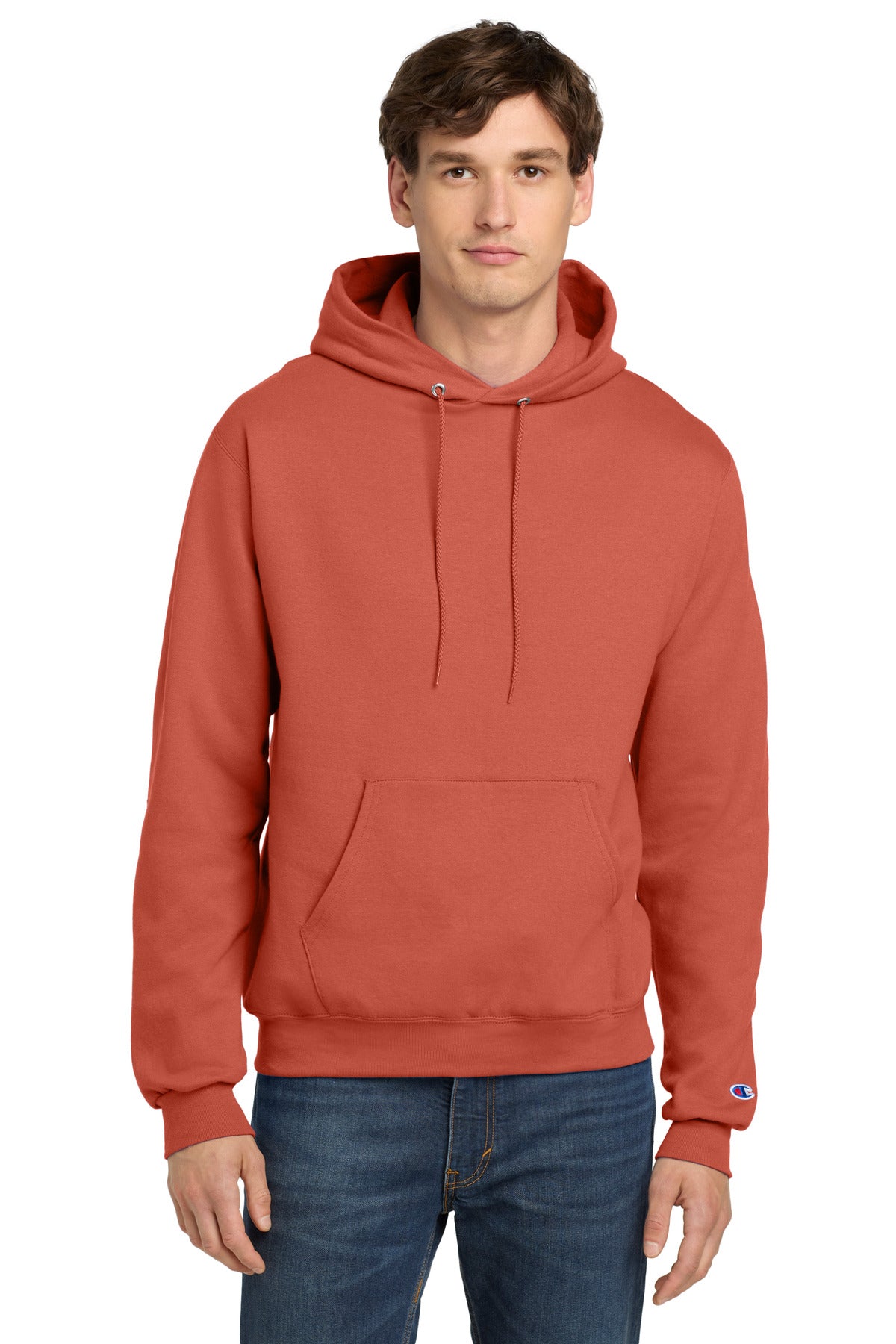 Champion Powerblend Pullover Hoodie. S700 Red River Clay