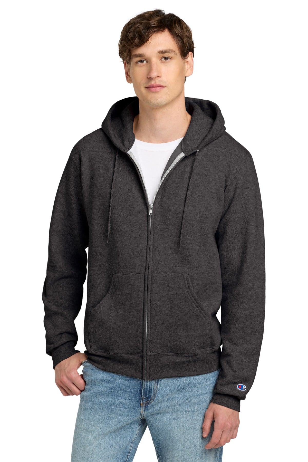 Champion Powerblend Full-Zip Hoodie S800 Charcoal Heather