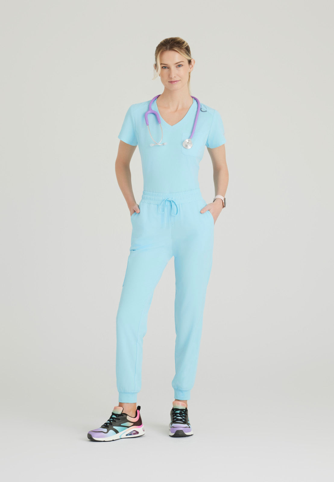 Skechers SKT147 Dignity Scrub Top Poolside Blue