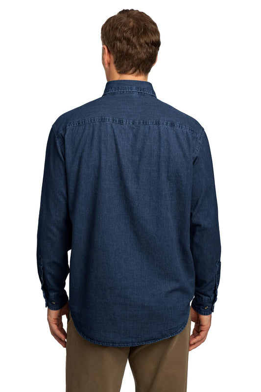 Port & Company Long Sleeve Value Denim Shirt. SP10 Ink Blue