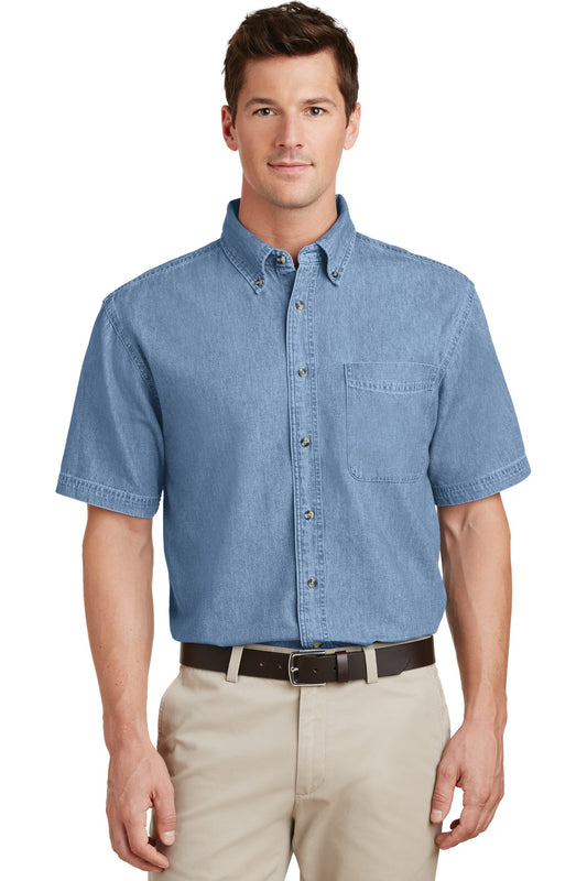 Port & Company Short Sleeve Value Denim Shirt. SP11 Faded Blue