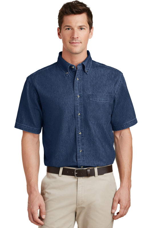 Port & Company Short Sleeve Value Denim Shirt. SP11 Ink Blue