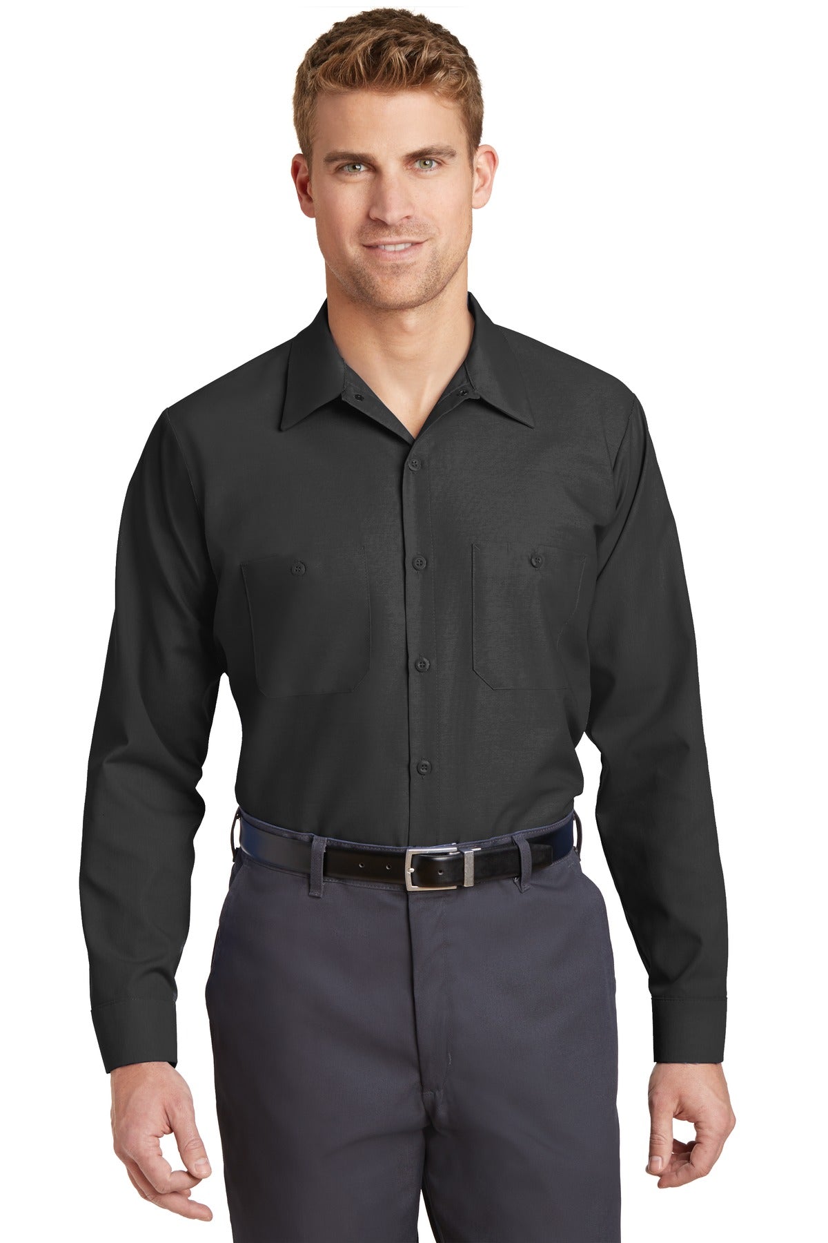 Red Kap Long Size Long Sleeve Industrial Work Shirt SP14LONG Charcoal