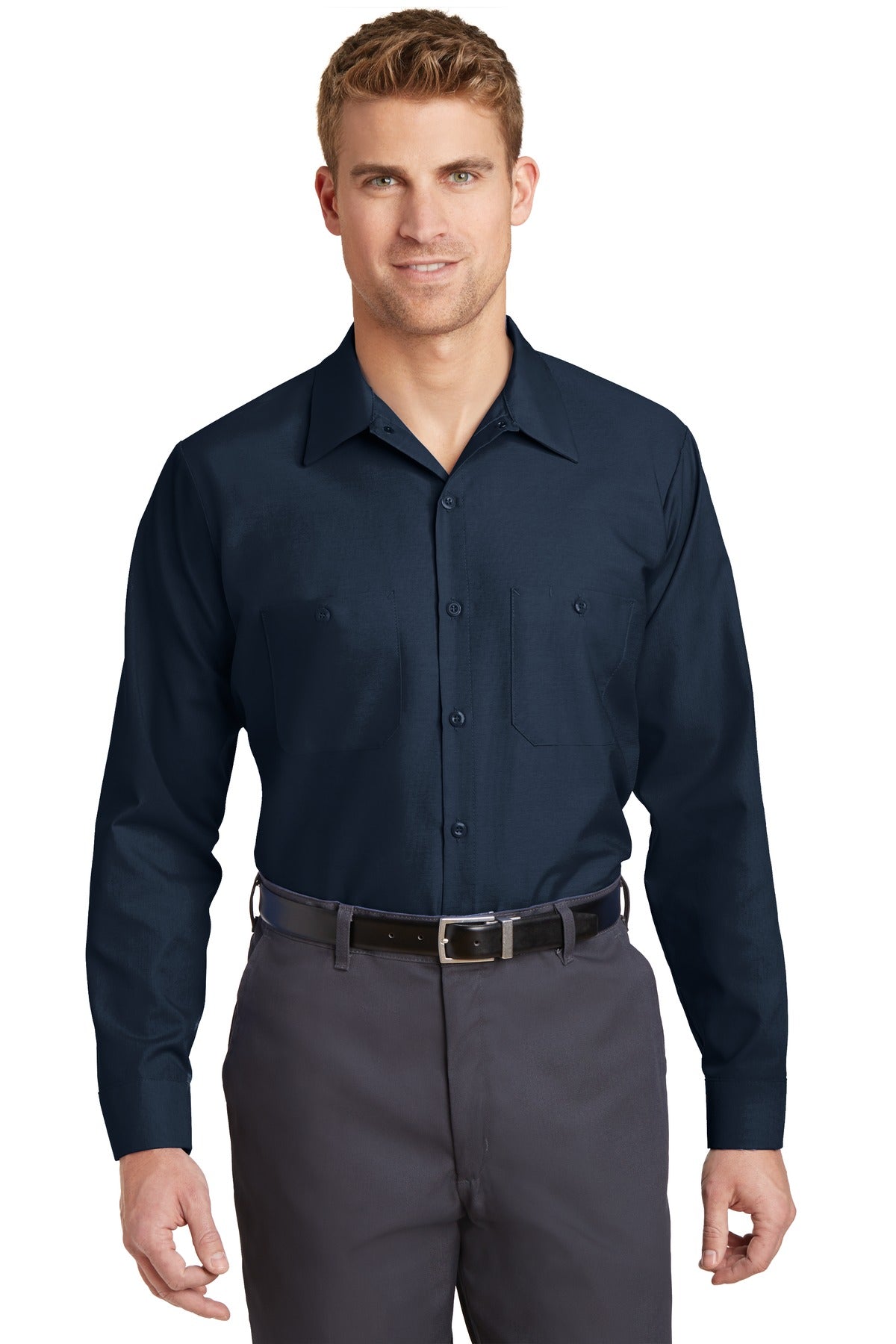 Red Kap Long Size Long Sleeve Industrial Work Shirt SP14LONG Navy
