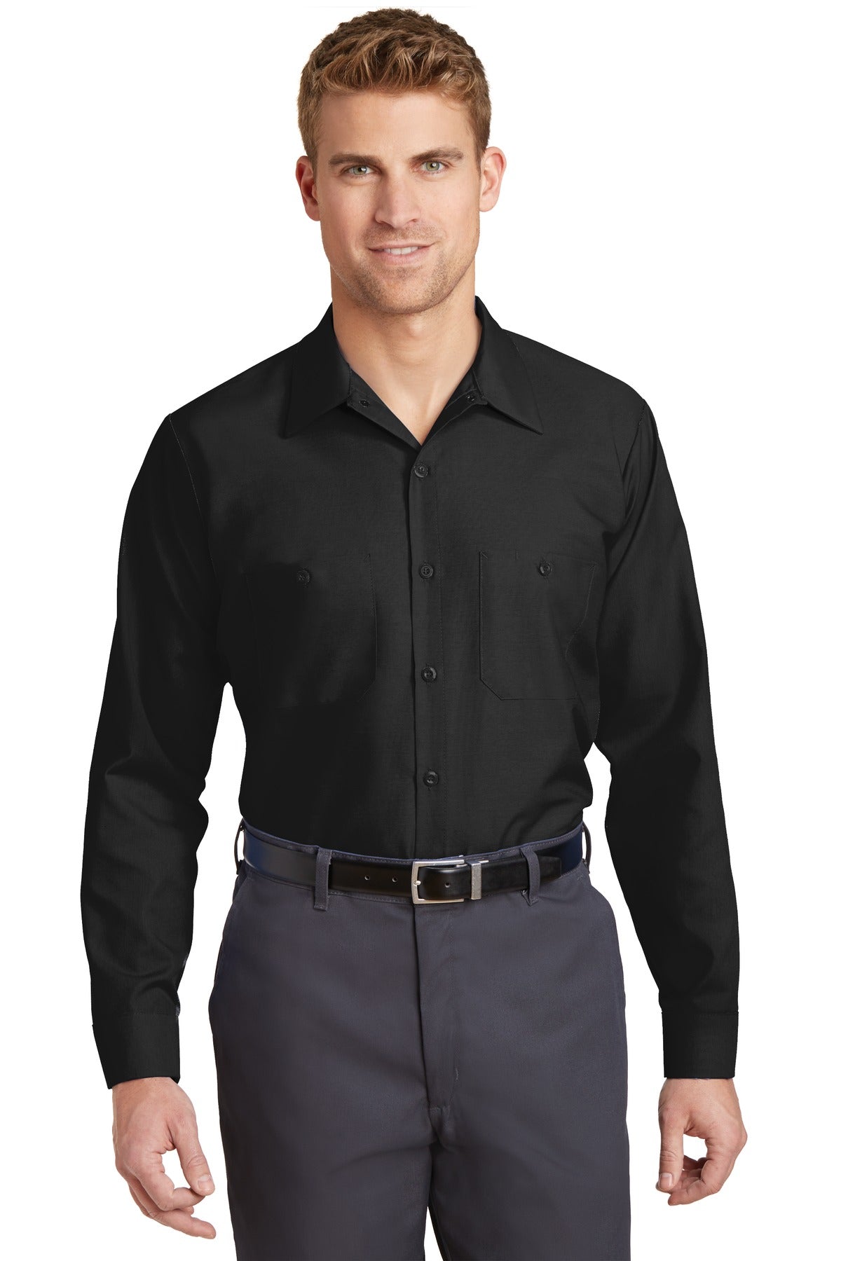 Red Kap Long Sleeve Industrial Work Shirt SP14 Black