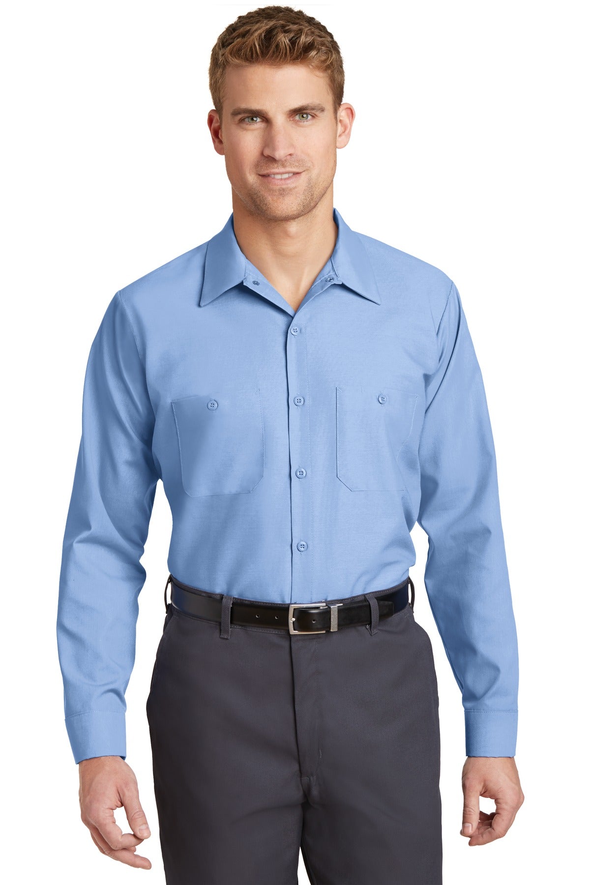 Red Kap Long Sleeve Industrial Work Shirt SP14 Light Blue