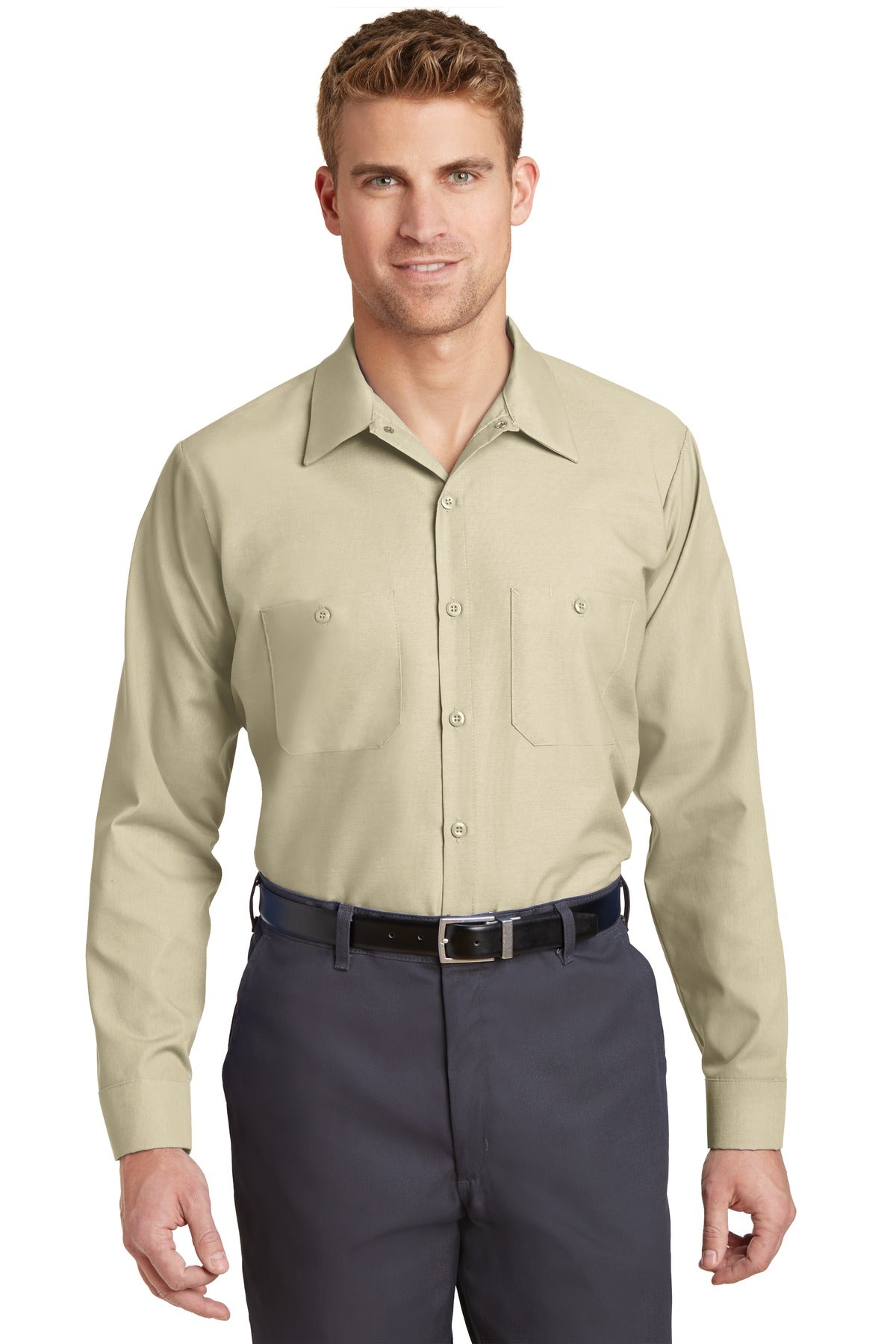 Red Kap Long Sleeve Industrial Work Shirt SP14 Light Tan