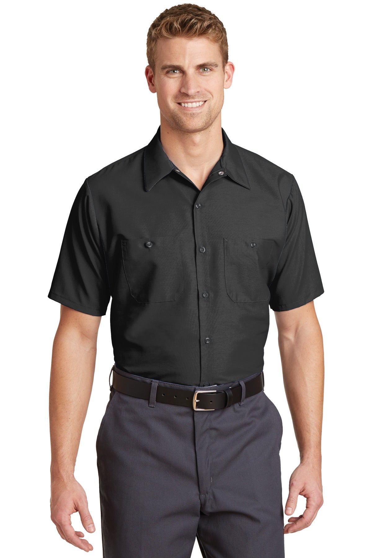 Red Kap Long Size Short Sleeve Industrial Work Shirt SP24LONG Charcoal