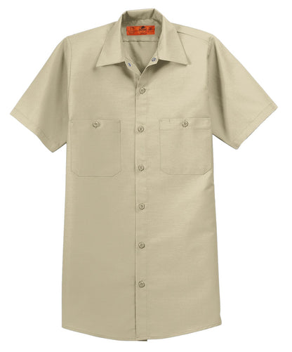 Red Kap Long Size Short Sleeve Industrial Work Shirt SP24LONG Light Tan
