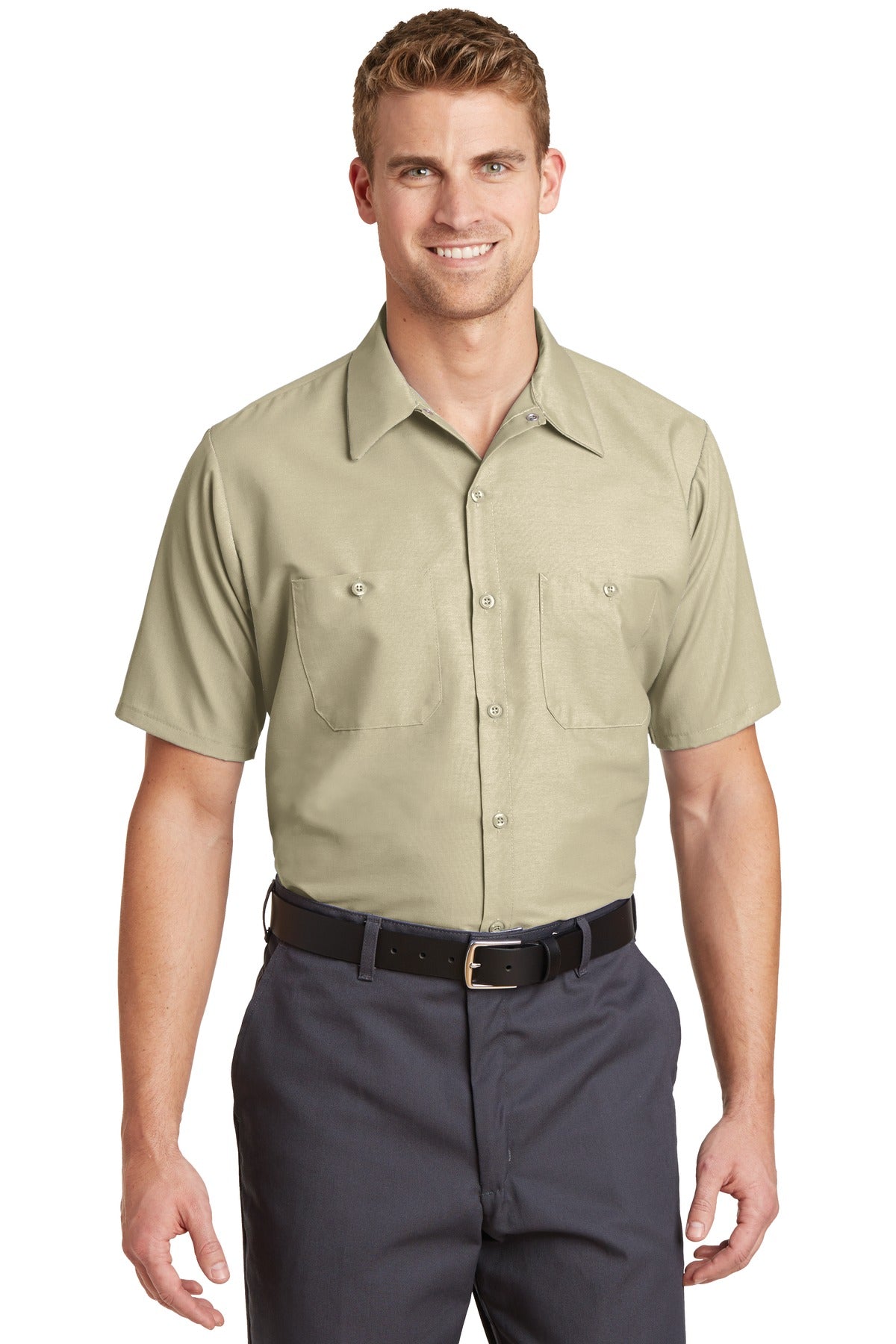 Red Kap Short Sleeve Industrial Work Shirt SP24 Light Tan