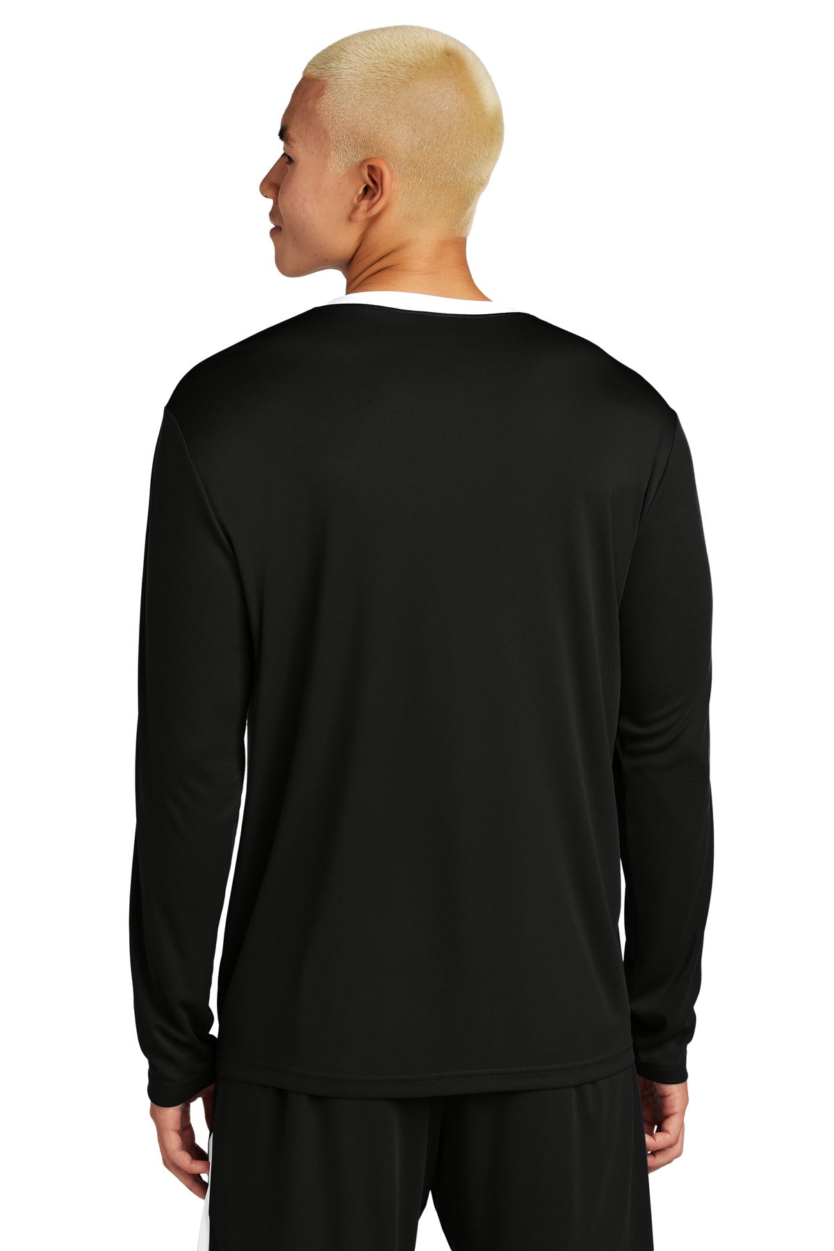 Sport-Tek Competitor United Long Sleeve Crew ST100LS Black/ White