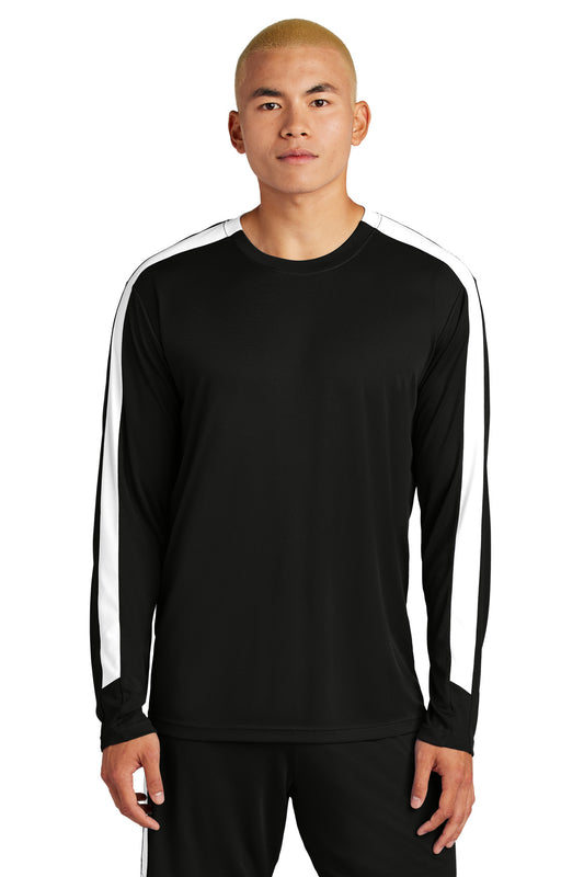 Sport-Tek Competitor United Long Sleeve Crew ST100LS Black/ White