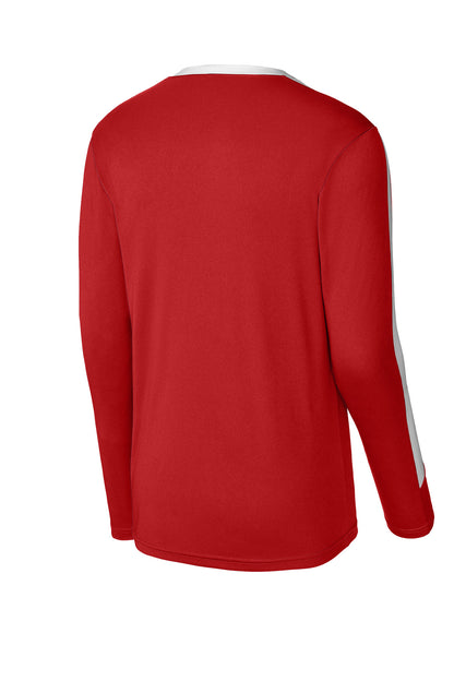 Sport-Tek Competitor United Long Sleeve Crew ST100LS Deep Red/ White