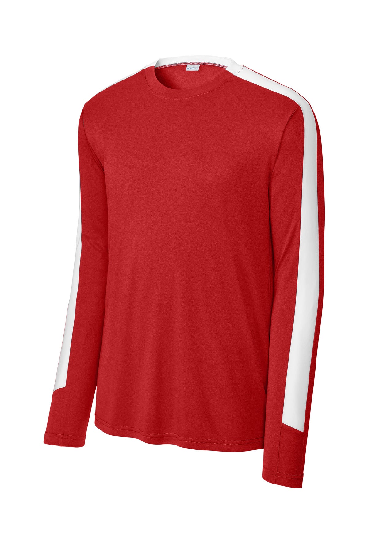 Sport-Tek Competitor United Long Sleeve Crew ST100LS Deep Red/ White
