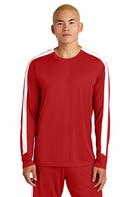 Sport-Tek Competitor United Long Sleeve Crew ST100LS Deep Red/ White
