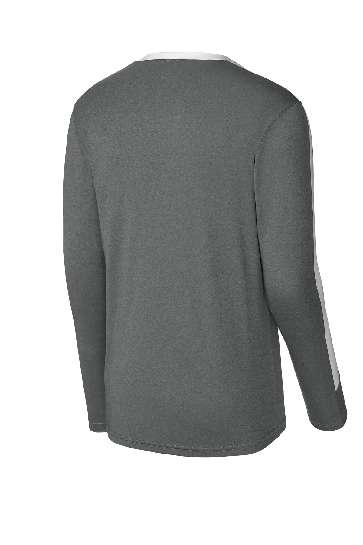 Sport-Tek Competitor United Long Sleeve Crew ST100LS Iron Grey/ White