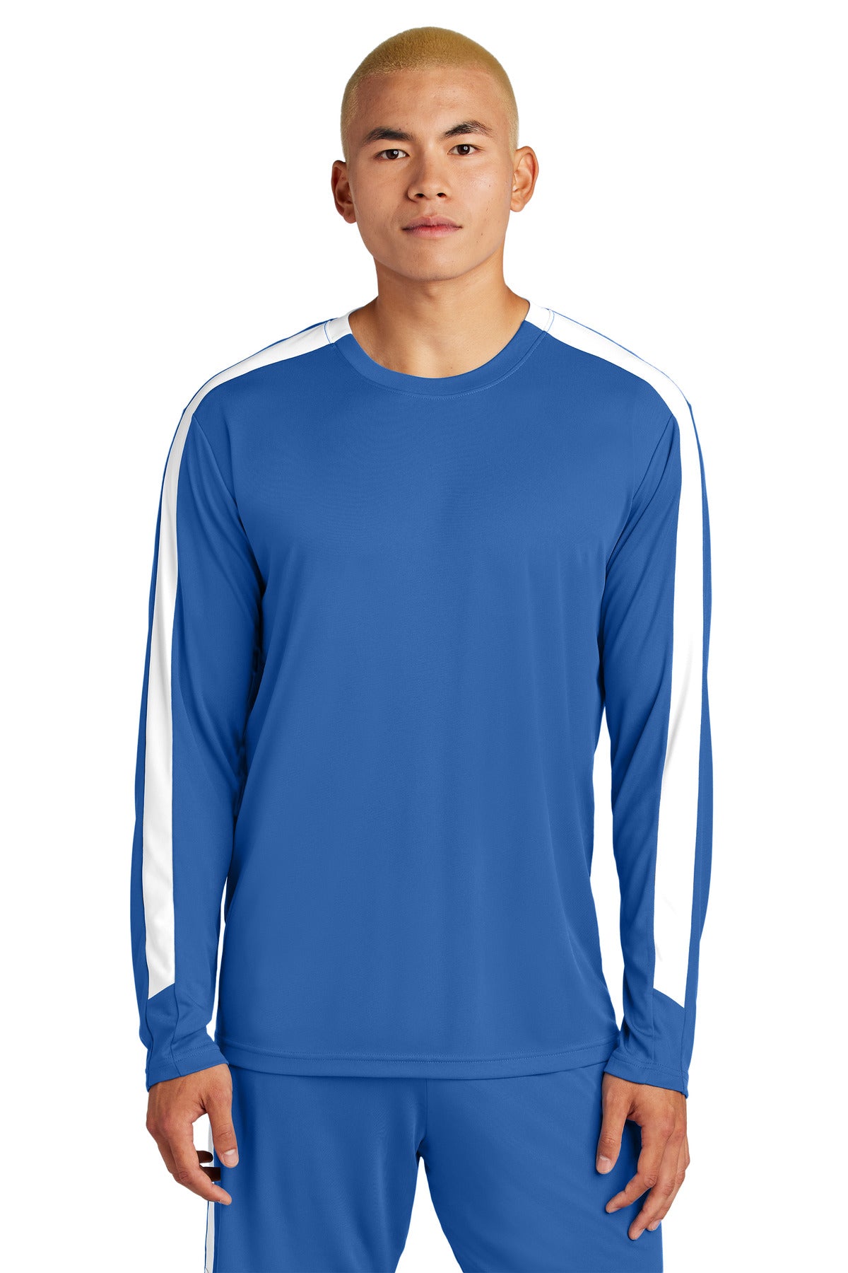 Sport-Tek Competitor United Long Sleeve Crew ST100LS Royal/ White