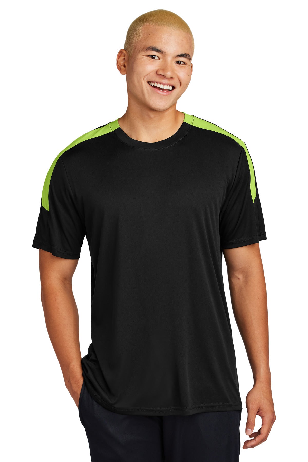 Sport-Tek Competitor United Crew ST100 Black/ Lime Shock